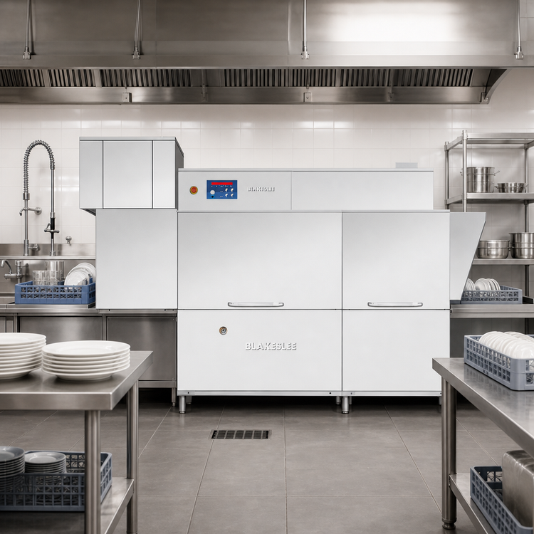 Product image #2 for Blakeslee RC86 HR High-Temp Double-Tank Conveyor Dishwasher with Prewash, Double Rinse, and Heat Recovery