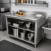 Thumbnail image #2 for Advance Tabco 84-Inch x 24-Inch 14-Gauge 304 Stainless Steel Work Table with Open Front Cabinet Base, Mid-Shelf, and 5-Inch Backsplash