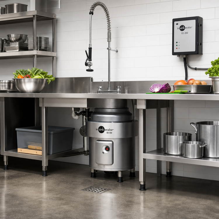 Product image #2 for InSinkErator SS-300 Commercial Food Waste Disposer Package with CC-202 Control Center, Trough Mount, 3 HP