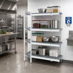 Thumbnail image #2 for Fermod Fermostock 4R42B83-CE 4-Tier Corner Expansion Polymer Shelving Unit Kit, 83" H x 42" W x 18" D, Gray