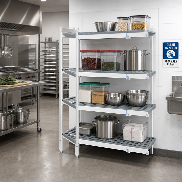 Product image #2 for Fermostock 4-Tier Corner Expansion Polymer Shelving Unit Kit, 83" H x 42" W x 18" D