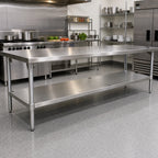Thumbnail image #2 for Advance Tabco US-30-132 Stainless Steel Undershelf for 132"W x 30"D Work Tables, 18 Gauge, 400 Series