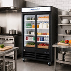 Thumbnail image #2 for Kelvinator Commercial KCHSGM48R 48 Cu. Ft. 2-Section Sliding Glass Door Merchandiser Refrigerator, Self-Contained Bottom-Mount