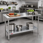 Thumbnail image #2 for Duke Manufacturing 418-2460 60 x 24-Inch Stainless Steel Work Table, Flat Top, 18-Gauge 400-Series, Galvanized Undershelf