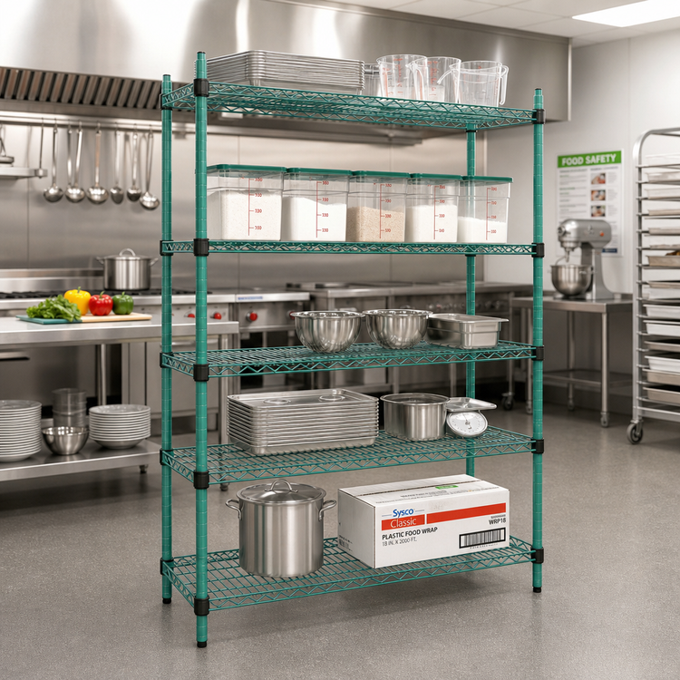 Product image #2 for EagleGard Quad-Adjust 4-Tier Stationary Wire Shelving Starter Unit, 36 x 24 x 74 Inches
