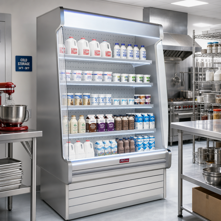 Product image #2 for Howard-McCray 35E Series Remote Dairy Open Merchandiser, 99-Inch, Stainless Steel, 4-Row LED Shelves