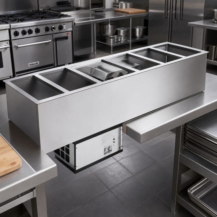Product image #2 for Atlas Metal WCM-BT-6 6-Pan Full-Size Drop-In Refrigerated Cold Pan with Air Flow System