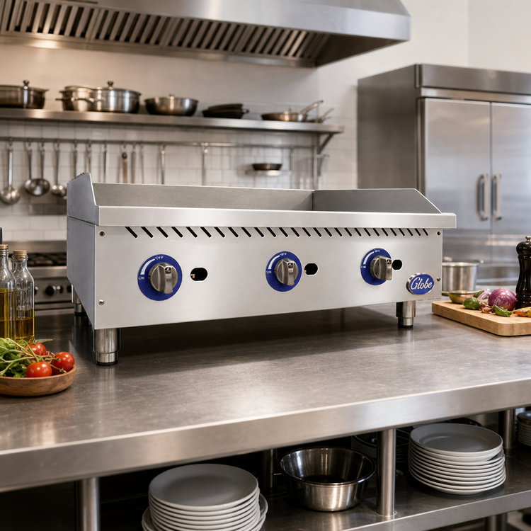 Product image #2 for Globe 36-Inch Countertop Gas Griddle with 1-Inch Smooth Steel Plate, 90,000 BTU