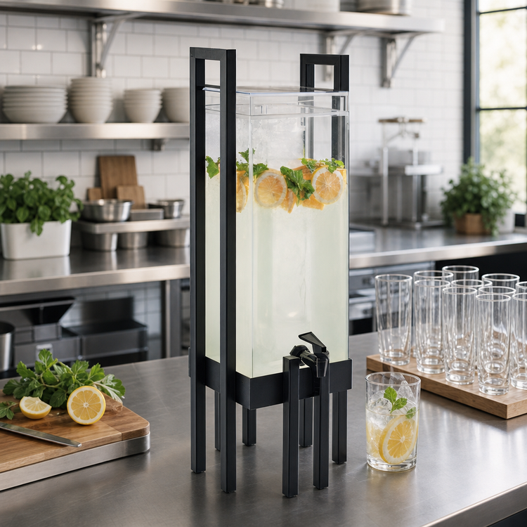 Product image #2 for Cal-Mil One by One 3-Gallon Square Acrylic Beverage Dispenser with Infusion Chamber and Handles