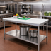 Thumbnail image #2 for Advance Tabco Poly-Vance 48 Inch x 30 Inch Poly-Top Work Table with Stainless Steel Undershelf