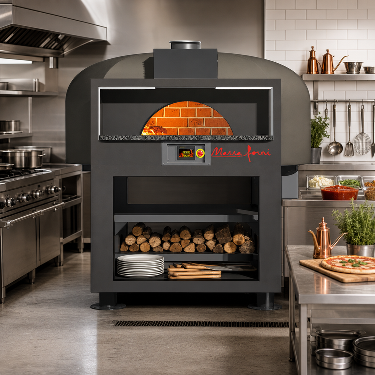 Product image #2 for Facade Enclosed Wood-Fired Pizza Oven with 51.18-Inch Brick Deck and Stationary Stand
