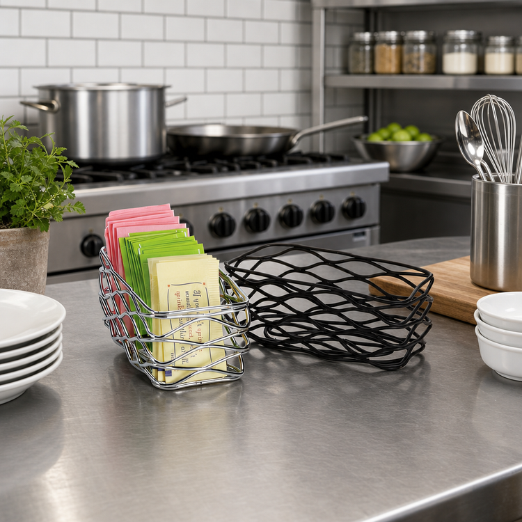 Product image #2 for Birdnest Chrome Wire Rectangular Condiment Basket