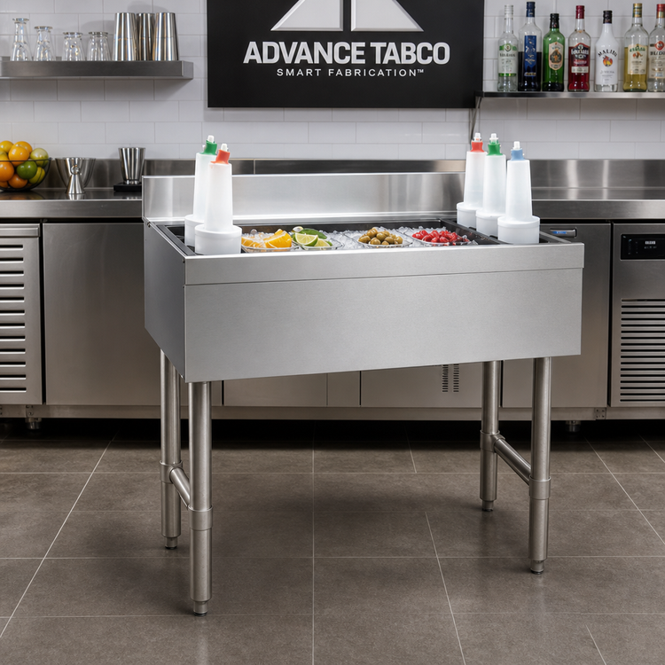 Product image #2 for Advance Tabco Underbar Basics 42-Inch Stainless Steel Cocktail Unit with 12-Inch Deep 7-Circuit Cold Plate
