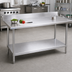 Thumbnail image #2 for Advance Tabco Standard Series 84-Inch x 30-Inch Stainless Steel Work Table with 5-Inch Backsplash and Adjustable Undershelf