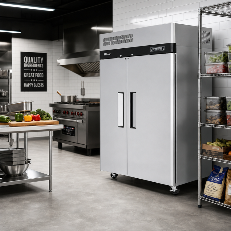 Product image #2 for Turbo Air M3 Series Two-Section Dual Temperature Reach-In Refrigerator/Freezer, Top Mount Compressor