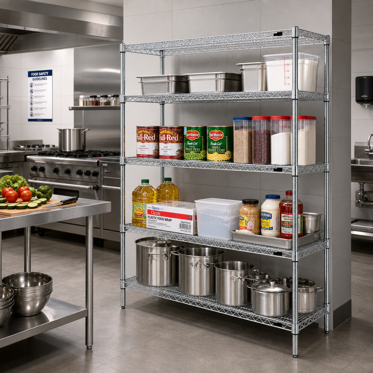 Product image #2 for Eagle Redipak 4-Tier Wire Shelving Unit, 60 x 18 x 63 Inches, Zinc Finish