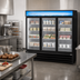Thumbnail image #2 for Kelvinator Commercial 81-Inch Three-Section Glass Door Reach-In Freezer Merchandiser, 72 Cu. Ft., Bottom-Mount Self-Contained, Black