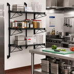 Thumbnail image #2 for Quantum WC54-CB1460BK Wall-Mounted Cantilever Shelving Starter Unit, 3 Wire Shelves, 54-Inch Posts, Black Epoxy Antimicrobial Finish