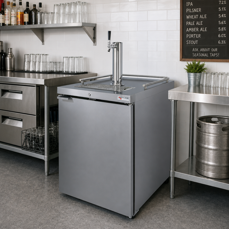Product image #2 for Pro-Line E-Series 25-Inch Stainless Steel Direct Draw Draft Beer Cooler with Glass Rinser, 1 Half-Barrel Keg Capacity
