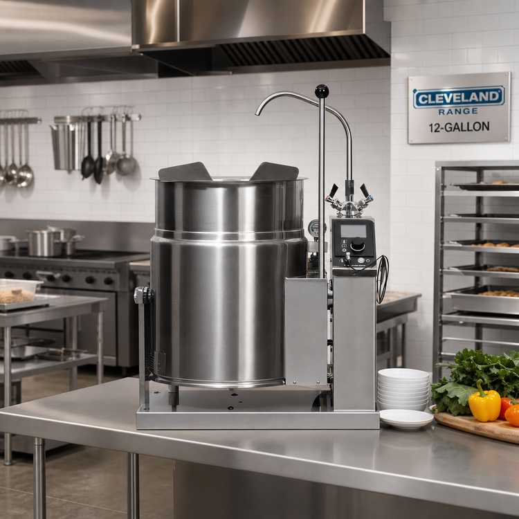 Product image #2 for Cleveland Range 12-Gallon Countertop Self-Contained Tilting Electric Steam-Jacketed Kettle with Gear Box