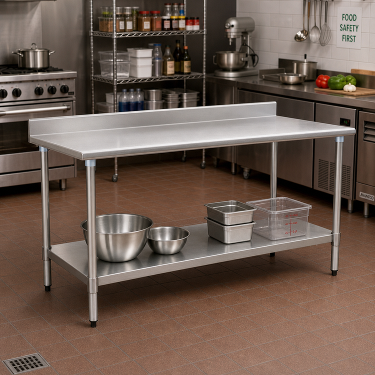 Product image #2 for BlendPort Budget Series 72-Inch x 24-Inch 430 Stainless Steel Work Table with 4-1/2-Inch Backsplash and Undershelf