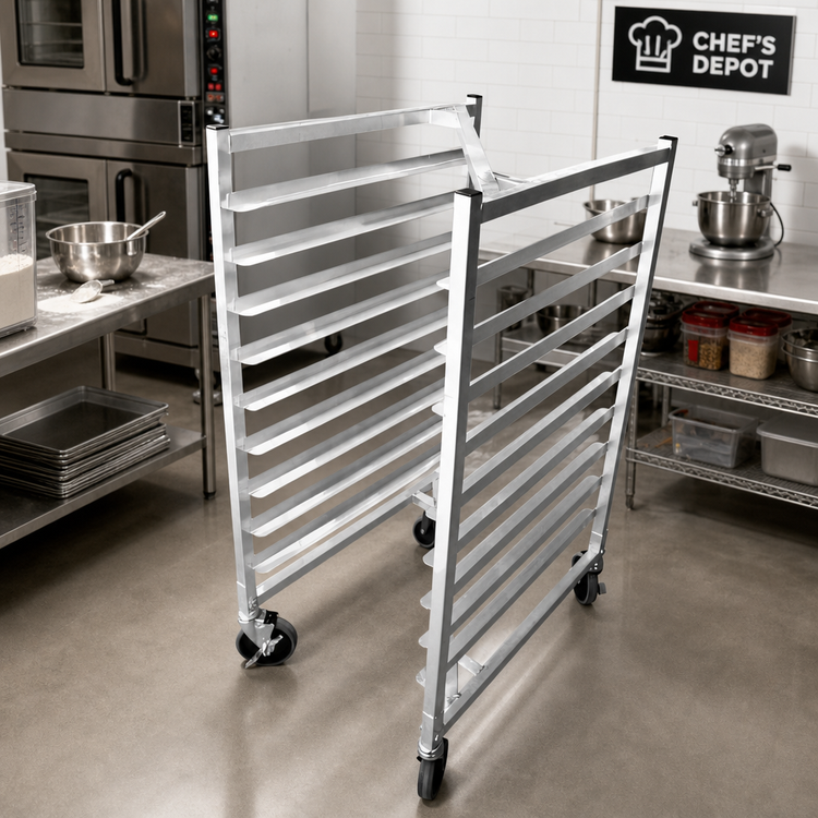 Product image #3 for Full-Size Mobile Aluminum Side-Load Pan Rack, 9-Pan Capacity