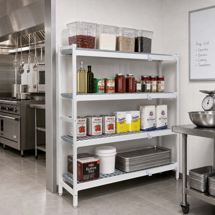 Product image #2 for Fermostock 4-Tier Corner Expansion Polymer Shelving Unit, 71 Inch H x 42 Inch W x 14 Inch D