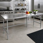 Thumbnail image #2 for John Boos Stallion ST4R1.5-30144GBK 144-Inch x 30-Inch Stainless Steel Work Table with 1-1/2-Inch Rear Up-Turn and Open Galvanized Base