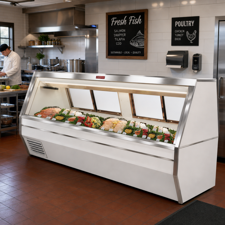 Product image #2 for Howard-McCray 35 Series 95-Inch Self-Contained Double Duty Fish and Poultry Refrigerated Service Case, White, LED