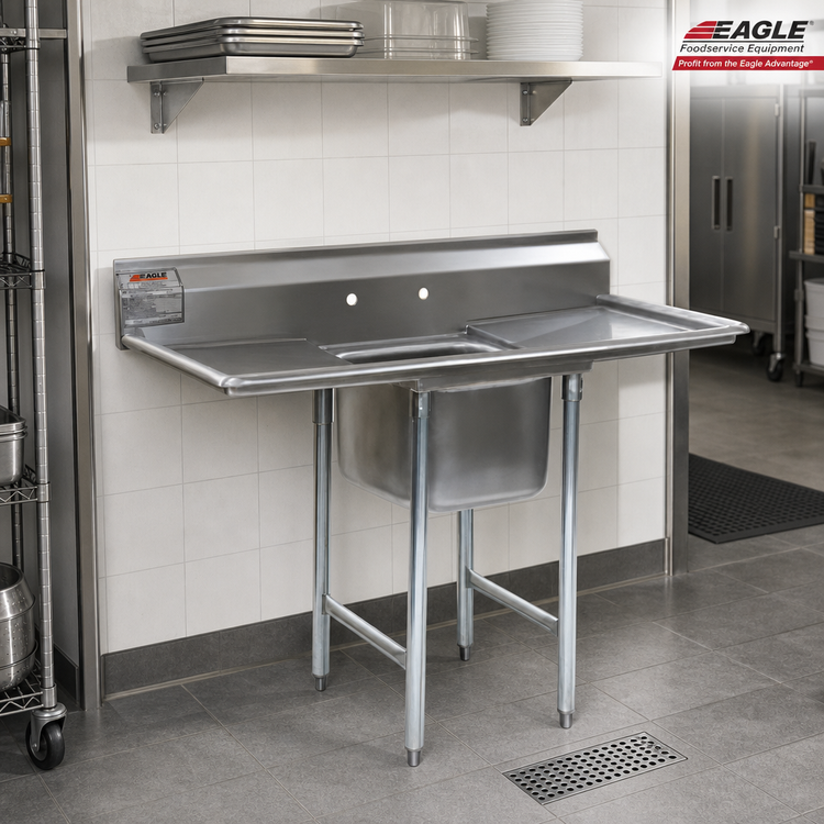 Product image #2 for Eagle Group 414 Series 1-Compartment Stainless Steel Sink with Dual Drainboards