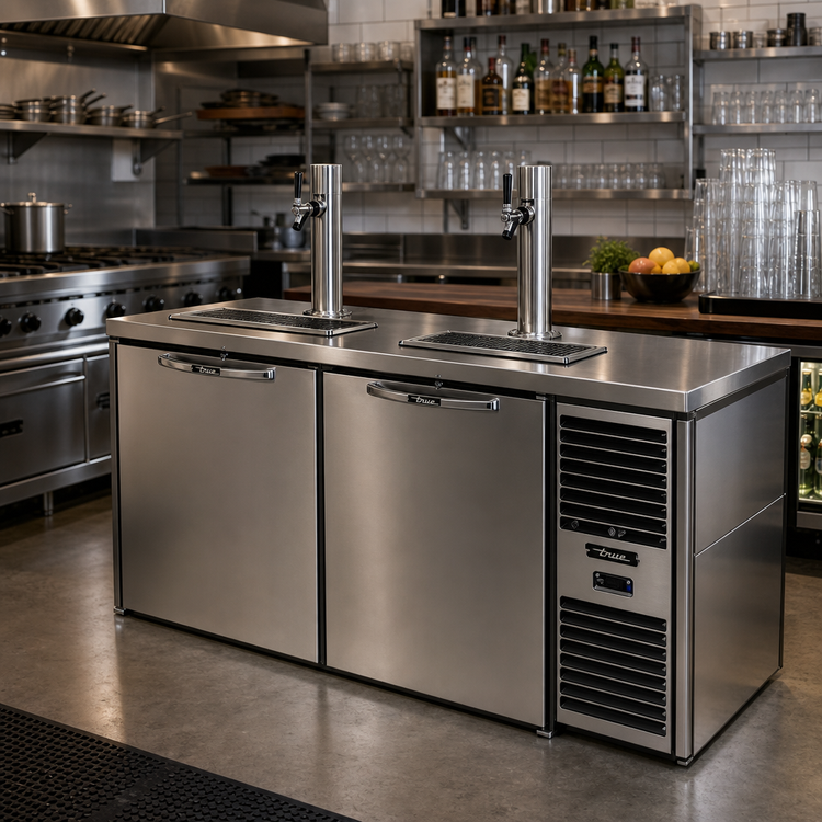 Product image #2 for True Premier Bar 60-Inch Two-Section Flat-Top Refrigerated Draft Bar Cooler