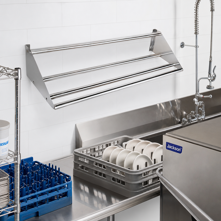 Product image #2 for Serv-Ware 22-Inch Wall-Mounted Tubular Slant Rack for Dish Tables