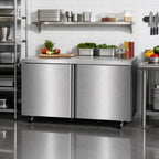 Thumbnail image #2 for Delfield 4464NP 64-Inch Two-Section Refrigerated Worktop Refrigerator, 2 Doors, Self-Contained, Stainless Steel