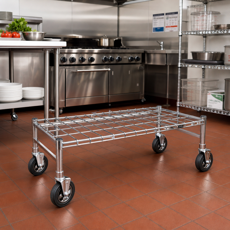 Product image #2 for Super Erecta Mobile Wire Dunnage Rack with Casters, 24 x 48 Inches, Chrome, 800 lb Capacity