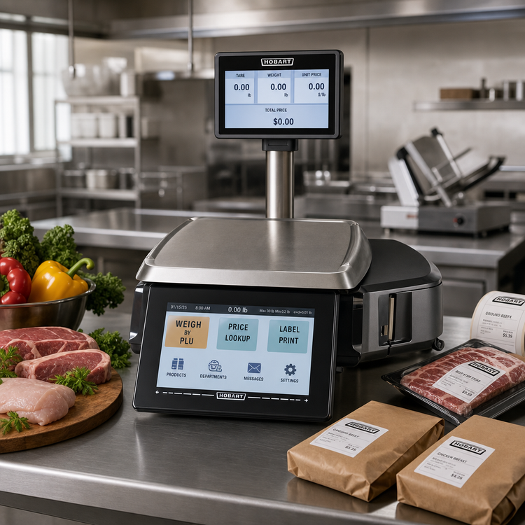 Product image #2 for Hobart Weigh/Wrap HTS-7LS Digital Price Computing Service Scale with 10.1-Inch Touchscreen and 7-Inch Customer Display