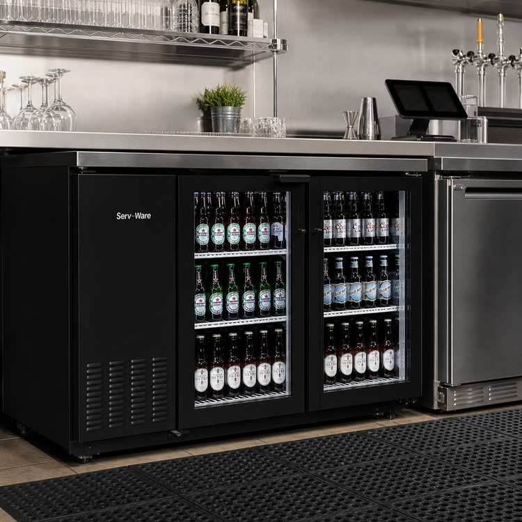 Product image #2 for Serv-Ware 49-Inch Two-Door Glass Door Back Bar Bottle Cooler, 10 Cu. Ft., Self-Contained
