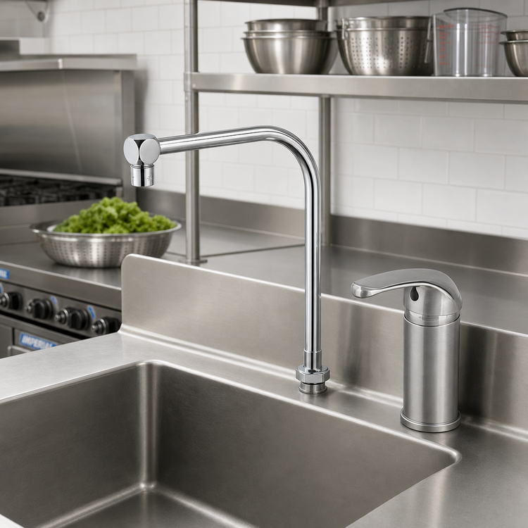 Product image #2 for T&S Brass Low-Lead Side Mount Mixing Faucet with Swing Nozzle and 2.2 GPM Aerator