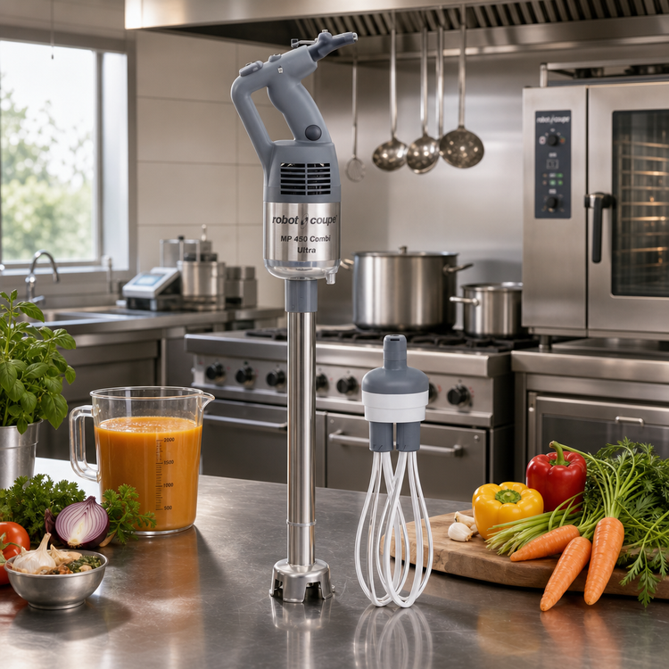 Product image #2 for Robot Coupe MP450COMBI Commercial Handheld Immersion Blender with 18-Inch Shaft and Whisk Attachment