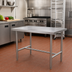 Thumbnail image #2 for Klinger's Trading HST2430 30 x 24 Inch 18 Gauge Stainless Steel Work Table with Open H-Frame Base