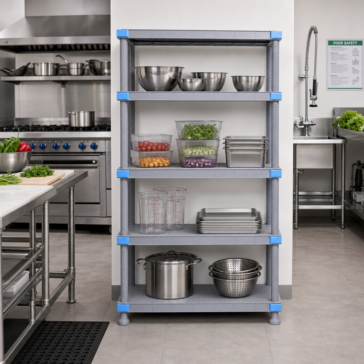 Product image #2 for Millenia 36-Inch Wide x 18-Inch Deep x 62-Inch High Gray Polymer Stationary Starter Shelving Unit with 4 Solid Shelves