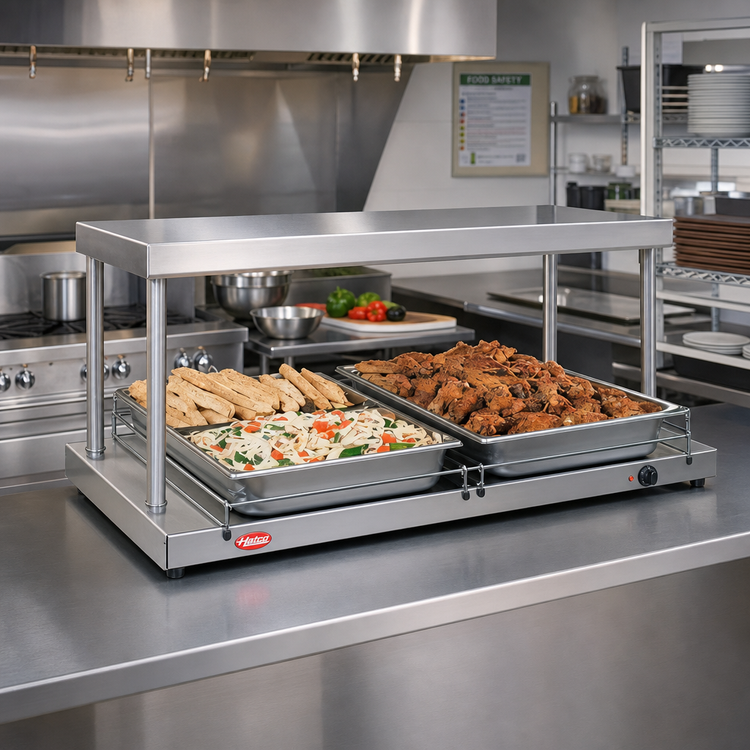Product image #2 for Hatco Glo-Ray® 54-Inch Freestanding Heated Shelf, 23-1/2-Inch Deep, Stainless Steel Top, Adjustable Thermostat