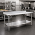 Thumbnail image #2 for Eagle Deluxe Series Stainless Steel Work Table with 4-1/2-Inch Backsplash and Undershelf, 84 x 36 Inches
