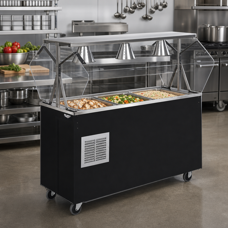 Product image #2 for Vollrath 2-Series Affordable Portable Refrigerated Cafeteria Unit, 3-Pan, Mobile With Breath Guard
