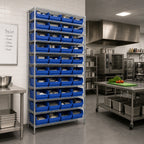 Thumbnail image #2 for Quantum 1275-107 Stationary Wire Shelving Unit, 12"D x 36"W x 75"H, 13 Shelves, 48 Bins, 400 lb. Capacity per Shelf