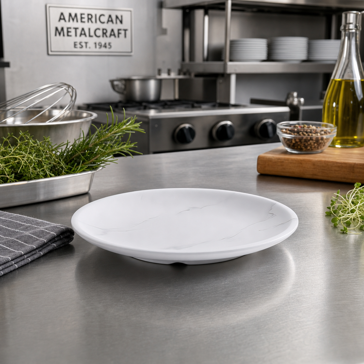 Product image #2 for American Metalcraft Mix & Matte 6-Inch Round Coupe Melamine Plate with Matte Marble Finish