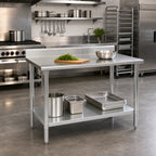 Thumbnail image #2 for Eagle Group Deluxe T2472EB-BS Stainless Steel Work Table with 4-1/2-Inch Backsplash, Rolled Edge, Adjustable Undershelf, 72 x 24 Inches