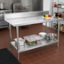 Thumbnail image #2 for Advance Tabco 72-Inch x 24-Inch 304 Stainless Steel Work Table with 5-Inch Backsplash and Adjustable Galvanized Undershelf