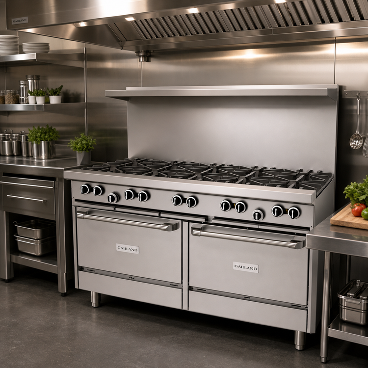 Product image #2 for Signature G Starfire Pro Series 60-Inch Gas Restaurant Range with 10 Open Burners and 2 Standard Ovens