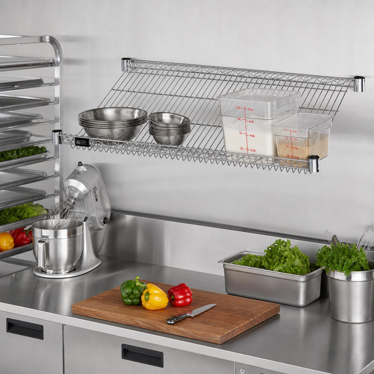 Product image #2 for Quantum Slanted Wire Shelf, 48 x 24 Inches, Chrome Plated