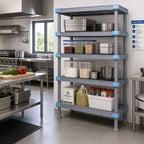 Thumbnail image #2 for Quantum QP215462V4S1 54"W x 21"D x 62"H 5-Shelf Gray Polymer Shelving Unit with Dunnage Stand, 2,000 lb. Capacity